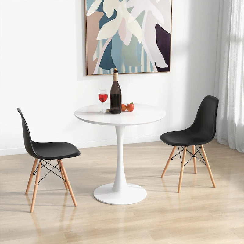 Gymax Ensemble de 5 pièces de salle à manger Table ronde moderne 4 chaises pour petits espaces