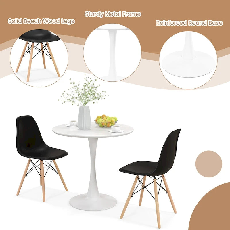 Gymax Ensemble de 5 pièces de salle à manger Table ronde moderne 4 chaises pour petits espaces
