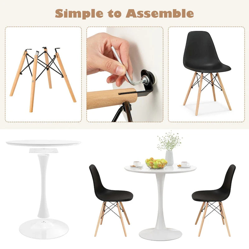 Gymax Ensemble de 5 pièces de salle à manger Table ronde moderne 4 chaises pour petits espaces