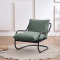 FERPIT Fauteuil d'appoint incurvé moderne avec revêtement en similicuir de lin, fauteuil de salon confortable avec cadre en métal et coussins