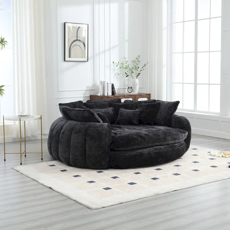 Canapé-Lit Rond à Dossier Haut Confortable et Surdimensionné avec Accoudoirs