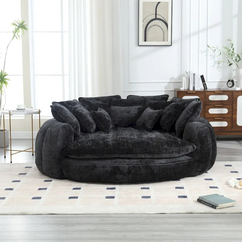 Canapé-Lit Rond à Dossier Haut Confortable et Surdimensionné avec Accoudoirs