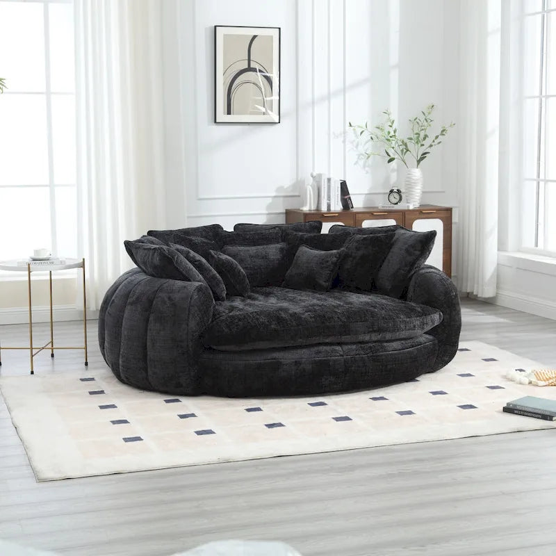Canapé-Lit Rond à Dossier Haut Confortable et Surdimensionné avec Accoudoirs
