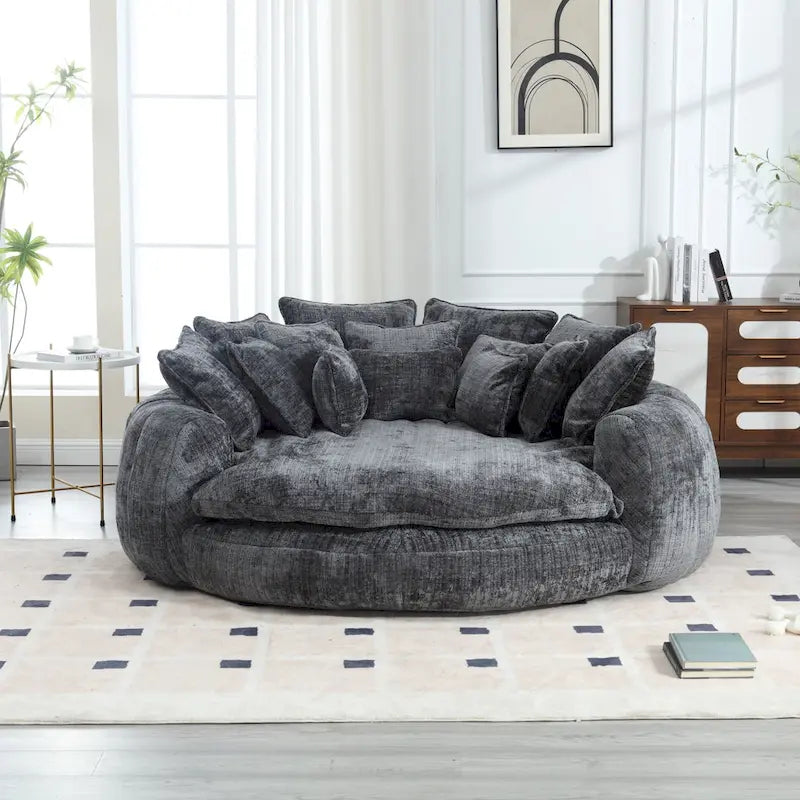 Canapé-Lit Rond à Dossier Haut Confortable et Surdimensionné avec Accoudoirs