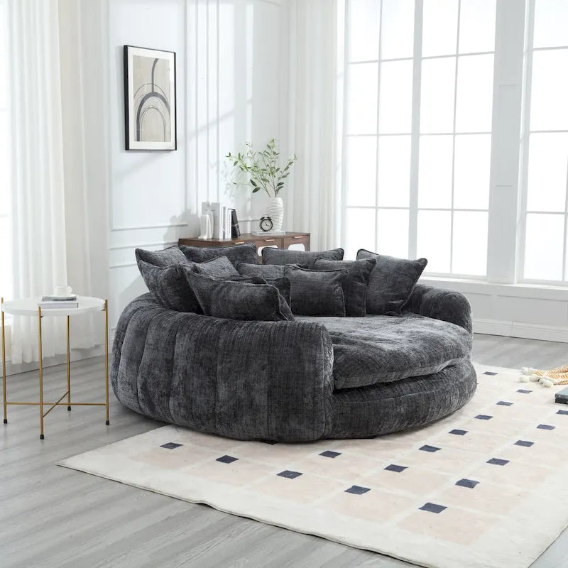 Canapé-Lit Rond à Dossier Haut Confortable et Surdimensionné avec Accoudoirs