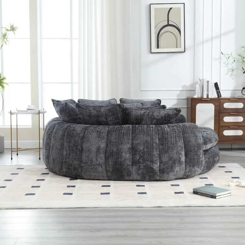 Canapé-Lit Rond à Dossier Haut Confortable et Surdimensionné avec Accoudoirs