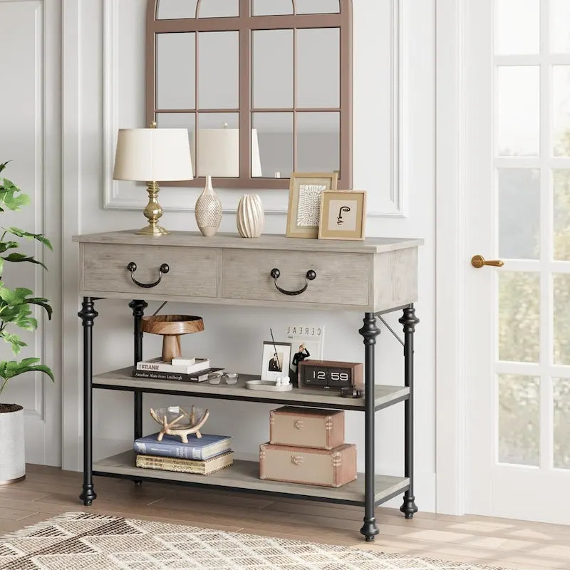 Consoles IDEALHOUSE avec 2 tiroirs, étagères de rangement