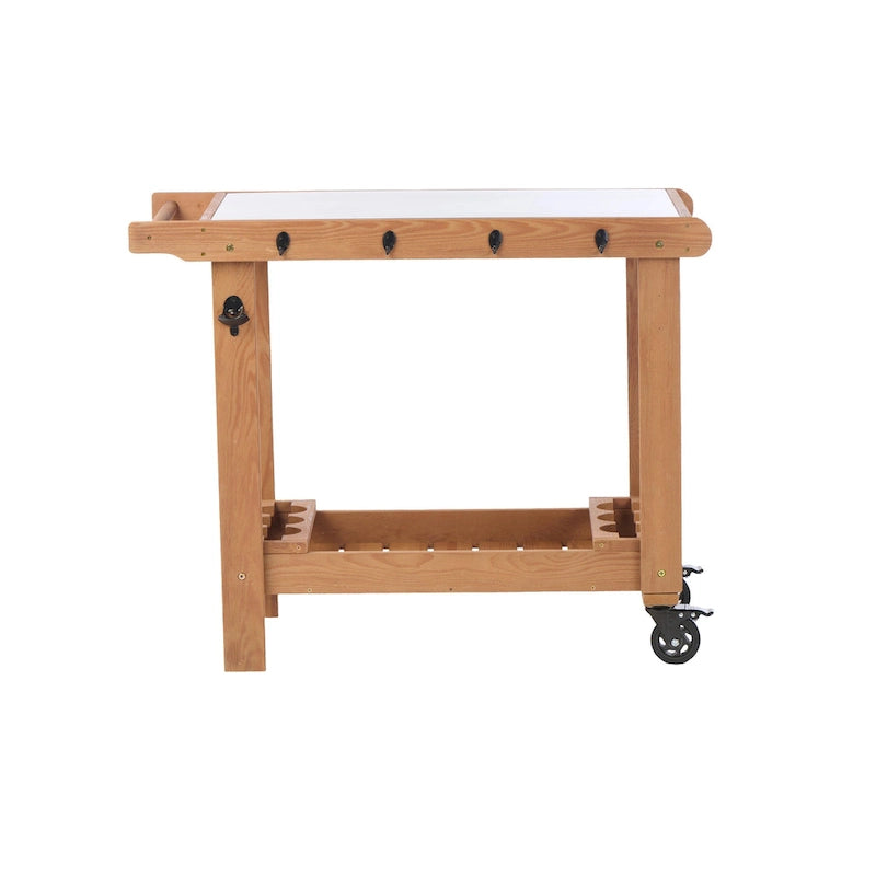 Table desserte de barbecue en bois avec roues