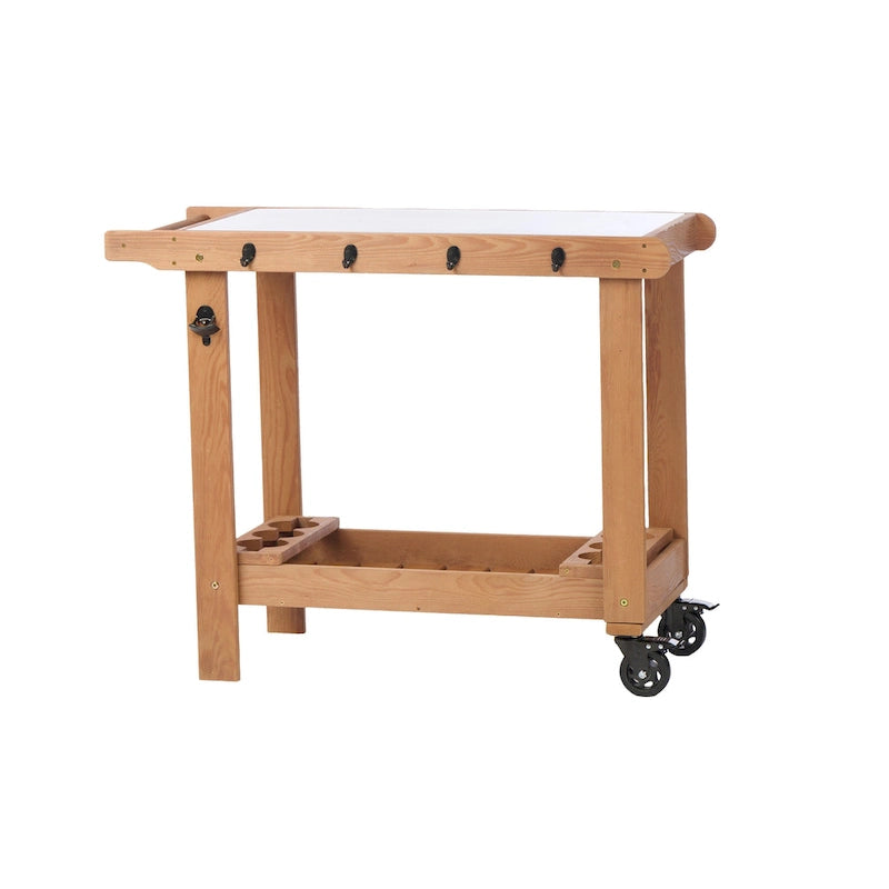 Table desserte de barbecue en bois avec roues