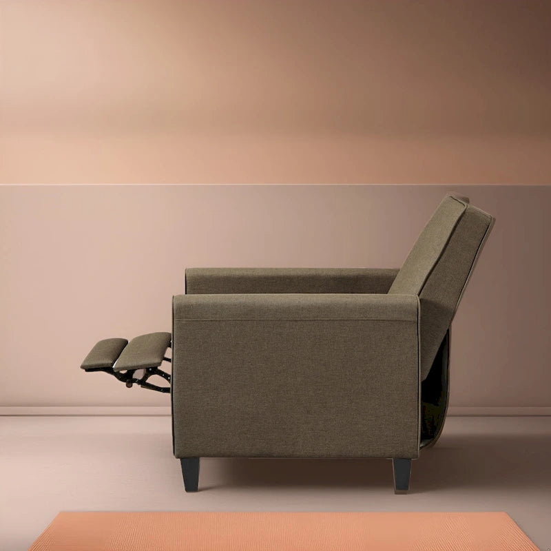 Fauteuil inclinable push-back pour Home Cinéma compact avec accoudoirs et repose-pieds réglable, parfait pour les petits espaces