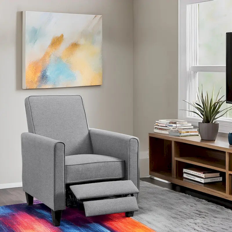 Fauteuil inclinable push-back pour Home Cinéma compact avec accoudoirs et repose-pieds réglable, parfait pour les petits espaces
