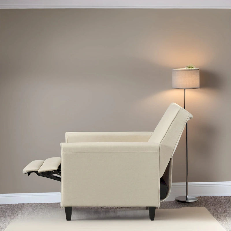 Fauteuil inclinable push-back pour Home Cinéma compact avec accoudoirs et repose-pieds réglable, parfait pour les petits espaces