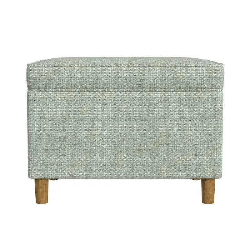 Pouf de rangement Fero, Rectangulaire 61 cm, Couvercle Charnière, Vert sauge Tressé
