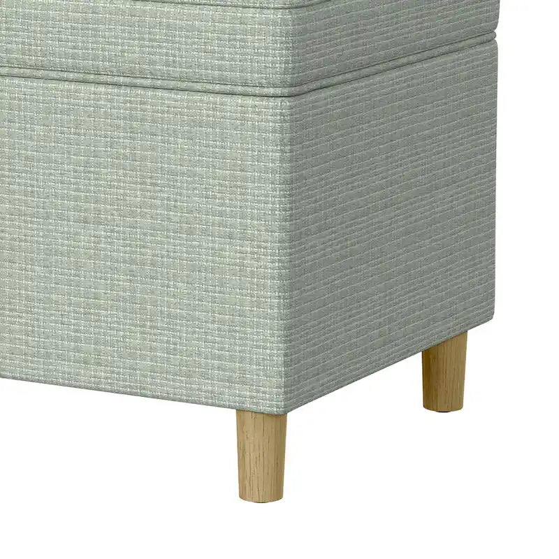 Pouf de rangement Fero, Rectangulaire 61 cm, Couvercle Charnière, Vert sauge Tressé