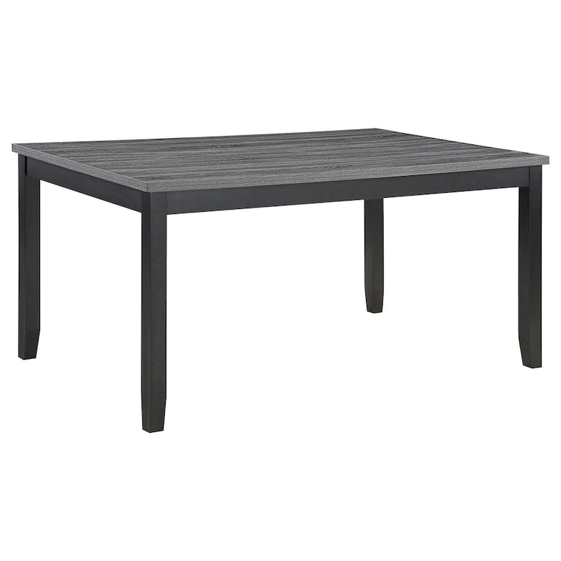Ensemble de salle à manger 6 pièces Drake, 4 chaises, banc, tissu gris, bois noir