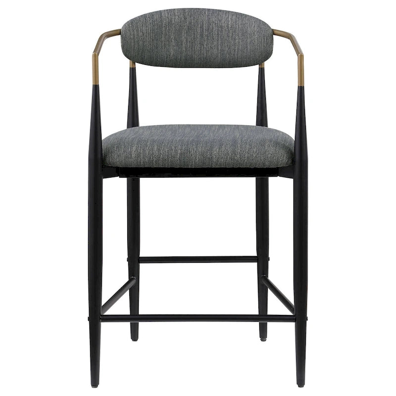 Lot de 2 chaises hautes Tiara, tissu gris, doré, métal noir 63,5 cm