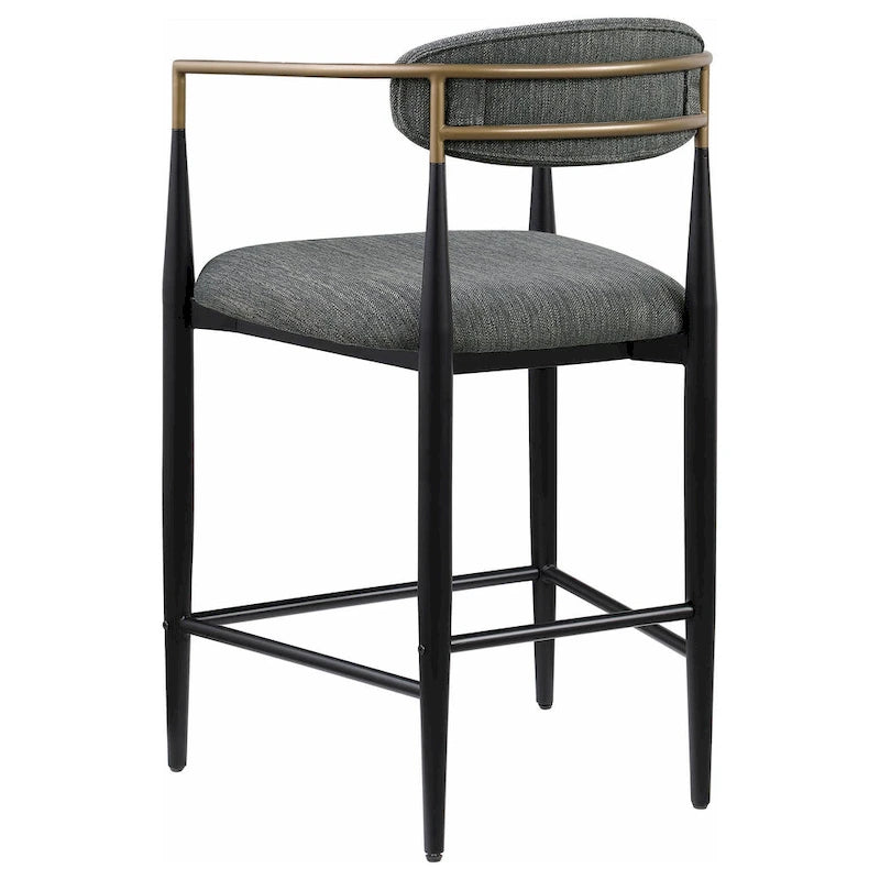 Lot de 2 chaises hautes Tiara, tissu gris, doré, métal noir 63,5 cm