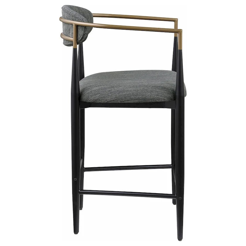 Lot de 2 chaises hautes Tiara, tissu gris, doré, métal noir 63,5 cm