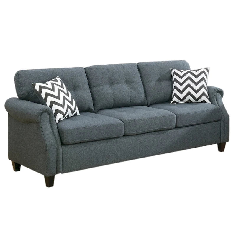 Ensemble de canapé moderne 2 pièces, causeuse et coussins, console USB, porte-gobelet, gris