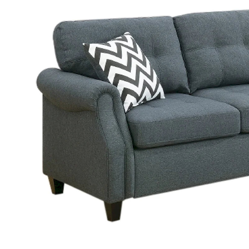 Ensemble de canapé moderne 2 pièces, causeuse et coussins, console USB, porte-gobelet, gris
