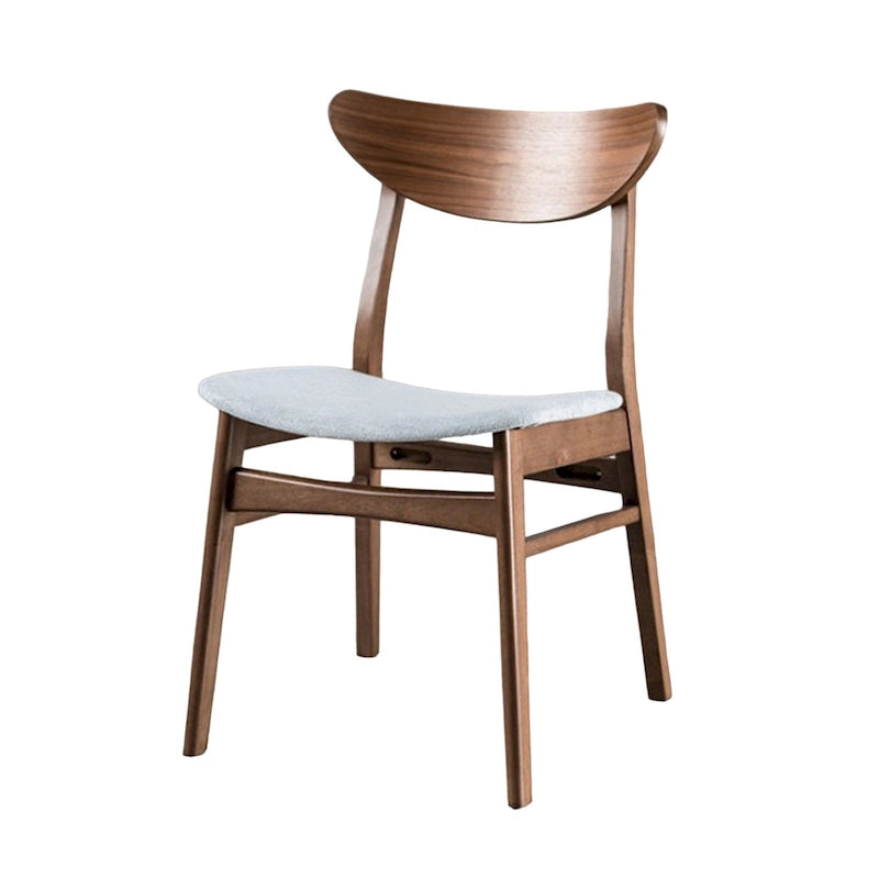 Lot de 2 chaises de salle à manger Skie, dossier incurvé, pieds inclinés, tissu gris
