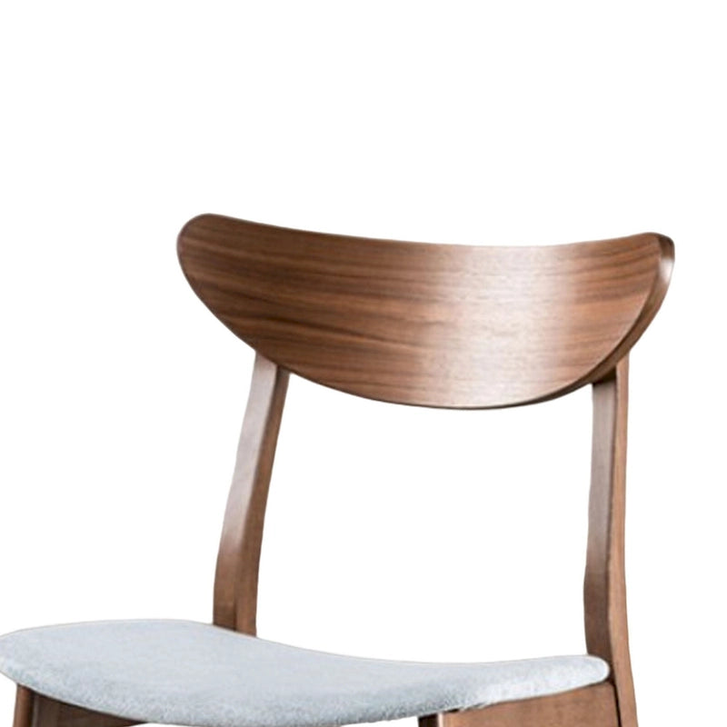 Lot de 2 chaises de salle à manger Skie, dossier incurvé, pieds inclinés, tissu gris