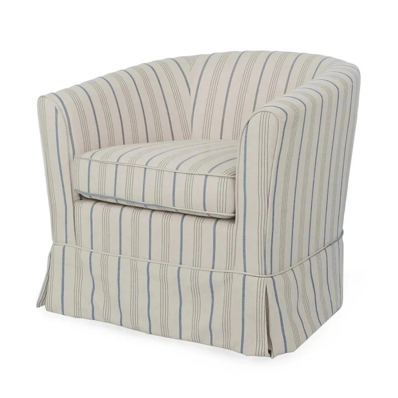 Fauteuil pivotant d'appoint, dossier rond moderne, tissu doux gris blanc
