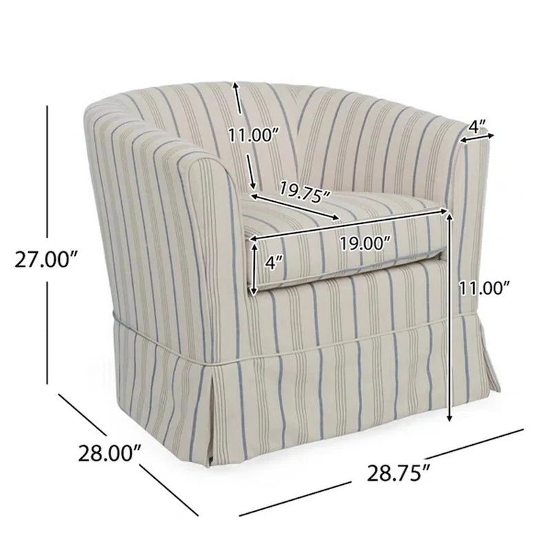 Fauteuil pivotant d'appoint, dossier rond moderne, tissu doux gris blanc