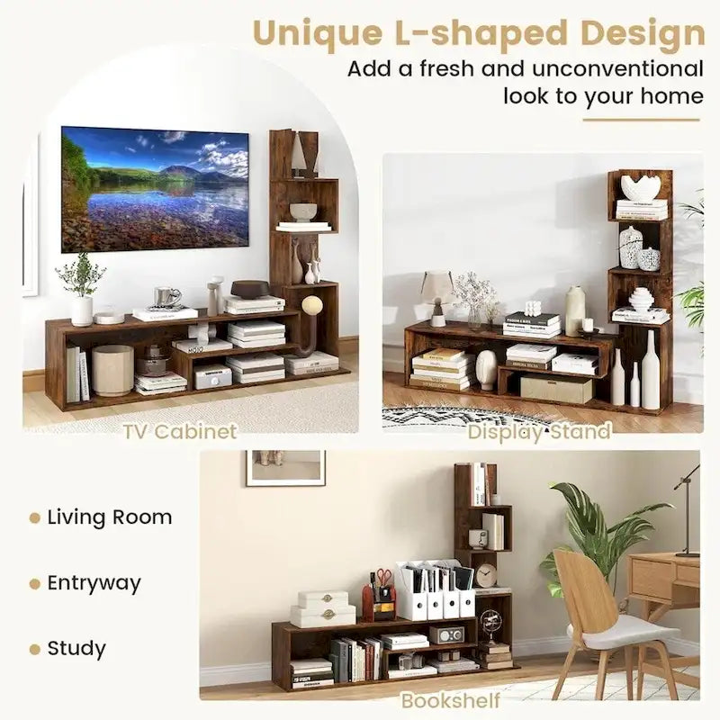 Meuble TV Cube pour téléviseurs jusqu'à 50 pouces Console avec étagères en L - 58 pouces