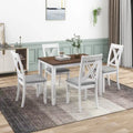 Ensemble table et chaises en bois 5 pièces, ensemble de salle à manger de cuisine pour 4 avec table rectangulaire et 4 chaises rembourrées à dossier en X