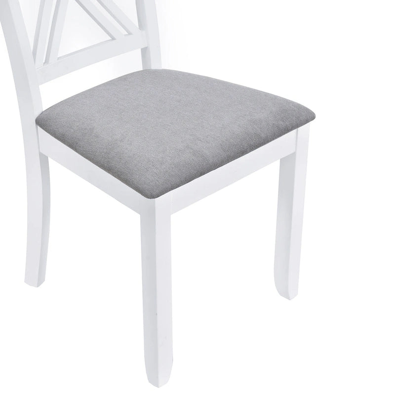 Ensemble table et chaises en bois 5 pièces, ensemble de salle à manger de cuisine pour 4 avec table rectangulaire et 4 chaises rembourrées à dossier en X