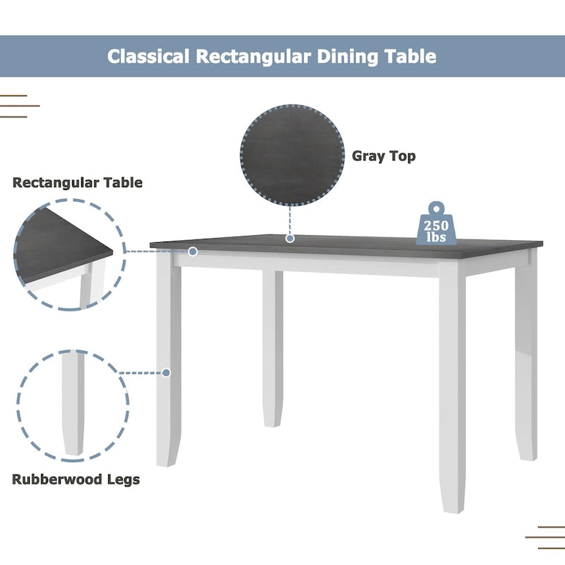Ensemble table et chaises en bois 5 pièces, ensemble de salle à manger de cuisine pour 4 avec table rectangulaire et 4 chaises rembourrées à dossier en X