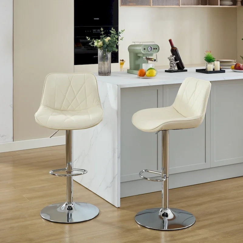 Lot de 2 tabourets de bar pivotants, chaises de bar hautes avec dossier, chaises d'îlot de cuisine avec comptoir rembourré