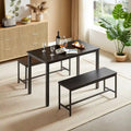 Ensemble Table à Manger Rectangulaire Industrielle avec 2 Bancs, Coin Repas, Ensemble Table de Cuisine, Pieds en Métal