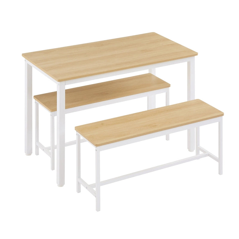 Ensemble Table à Manger Rectangulaire Industrielle avec 2 Bancs, Coin Repas, Ensemble Table de Cuisine, Pieds en Métal