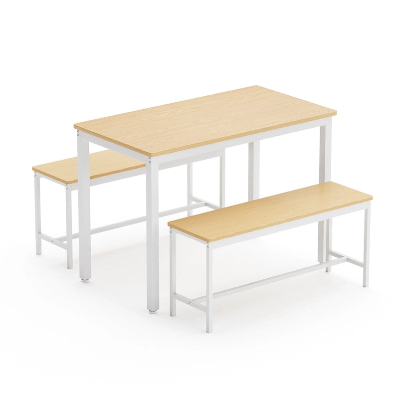 Ensemble Table à Manger Rectangulaire Industrielle avec 2 Bancs, Coin Repas, Ensemble Table de Cuisine, Pieds en Métal