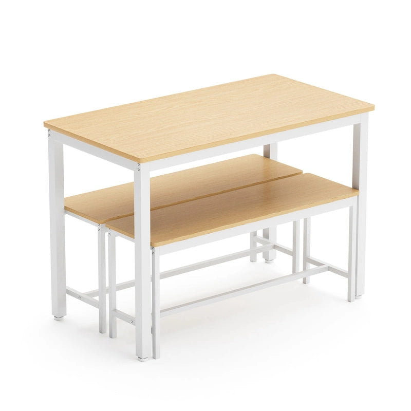 Ensemble Table à Manger Rectangulaire Industrielle avec 2 Bancs, Coin Repas, Ensemble Table de Cuisine, Pieds en Métal