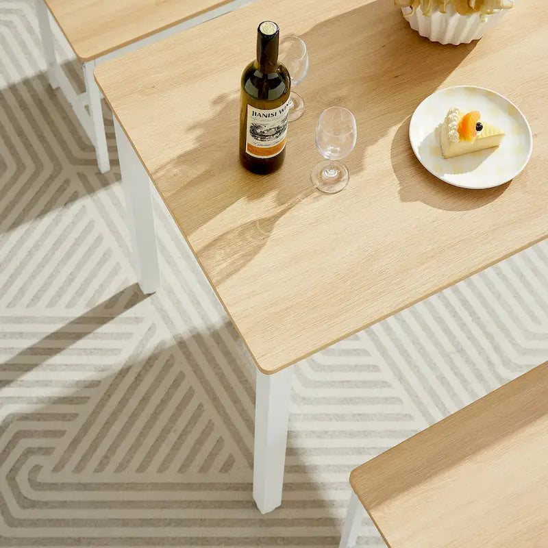 Ensemble Table à Manger Rectangulaire Industrielle avec 2 Bancs, Coin Repas, Ensemble Table de Cuisine, Pieds en Métal