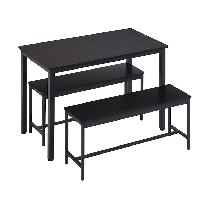 Ensemble Table à Manger Rectangulaire Industrielle avec 2 Bancs, Coin Repas, Ensemble Table de Cuisine, Pieds en Métal