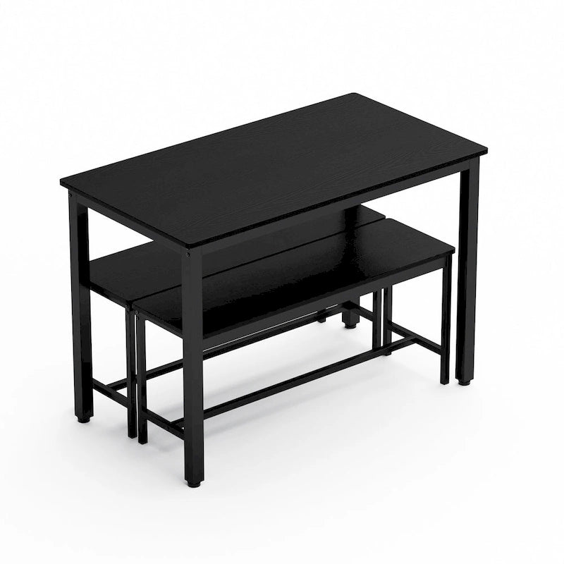 Ensemble Table à Manger Rectangulaire Industrielle avec 2 Bancs, Coin Repas, Ensemble Table de Cuisine, Pieds en Métal
