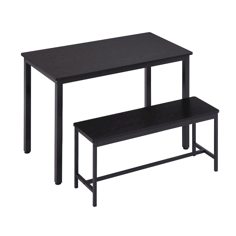Ensemble Table à Manger Rectangulaire Industrielle avec 2 Bancs, Coin Repas, Ensemble Table de Cuisine, Pieds en Métal