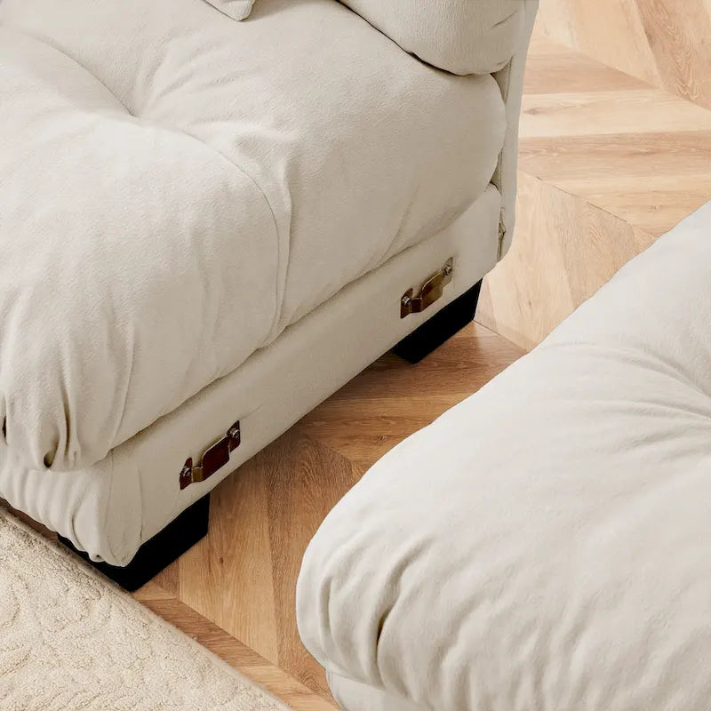 Canapé sectionnel d'intérieur en L Cloud avec pouf