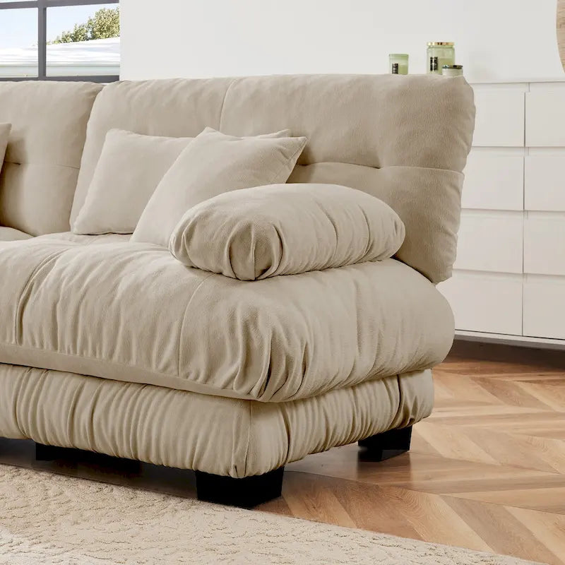 Canapé sectionnel d'intérieur en L Cloud avec pouf