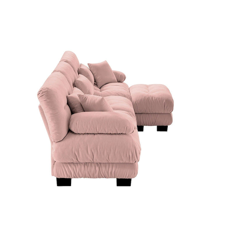 Canapé sectionnel d'intérieur en L Cloud avec pouf