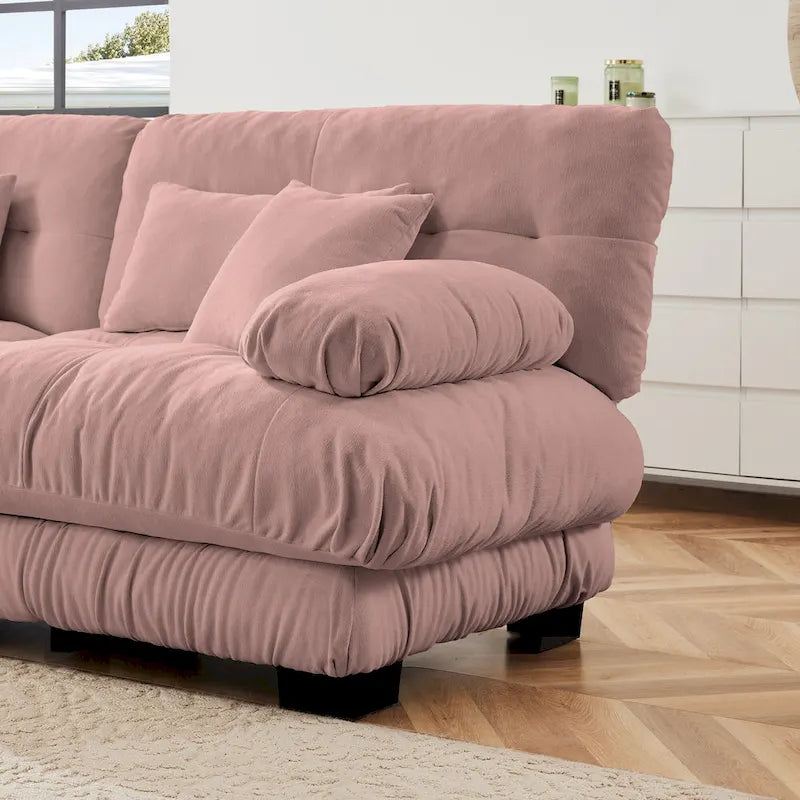 Canapé sectionnel d'intérieur en L Cloud avec pouf
