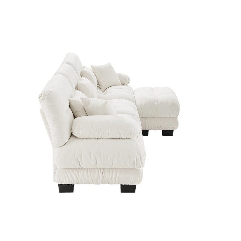 Canapé sectionnel d'intérieur en L Cloud avec pouf