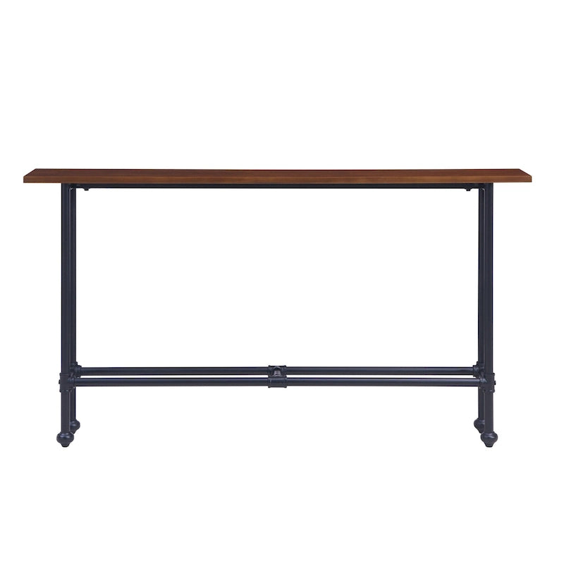 Console rectangulaire en bois Espresso avec piètement en métal noir - 56 L x 8 P x 30 H