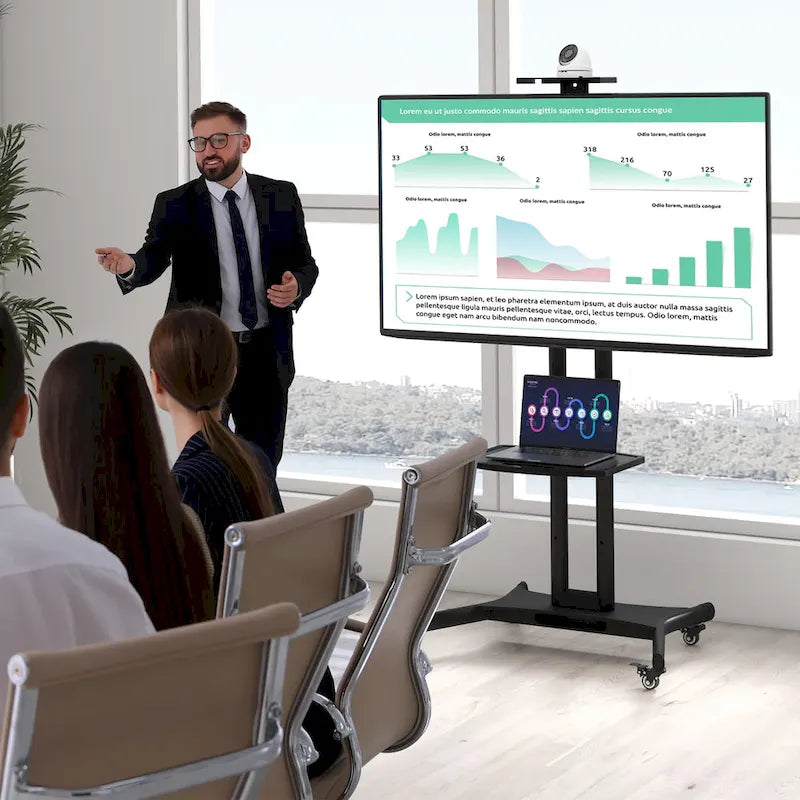 Support TV mobile Gymax pour téléviseurs à écran plat LCD LED de 32 à 82 pouces, jusqu'à 60 kg