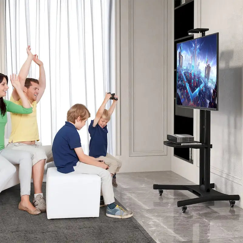 Support TV mobile Gymax pour téléviseurs à écran plat LCD LED de 32 à 82 pouces, jusqu'à 60 kg
