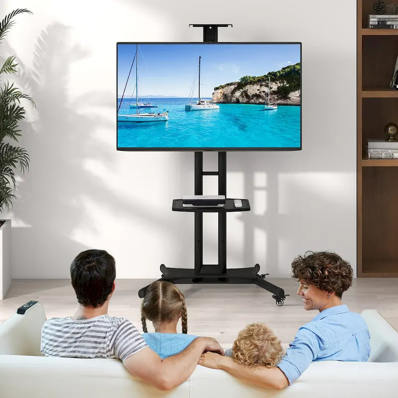 Support TV mobile Gymax pour téléviseurs à écran plat LCD LED de 32 à 82 pouces, jusqu'à 60 kg